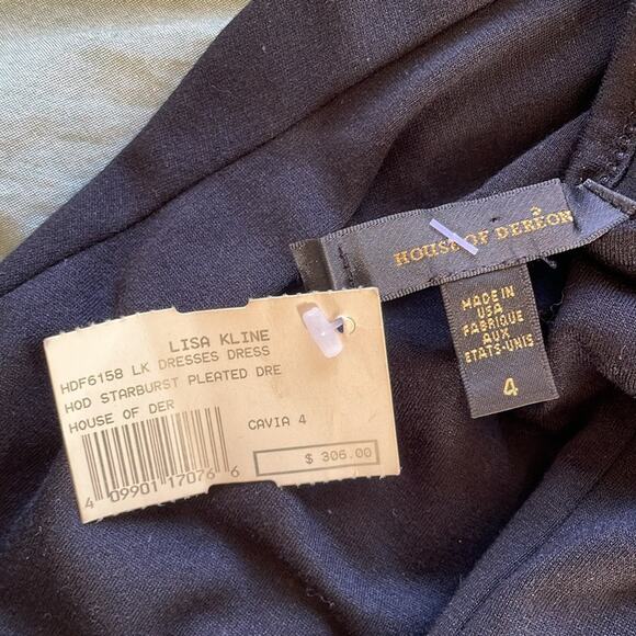 NWT house of dereon pleated black halter tie neck dress - Picture 5 of 6